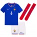 Camisa de Futebol França Eduardo Camavinga #6 Equipamento Principal Infantil Europeu 2024 Manga Curta (+ Calças curtas)